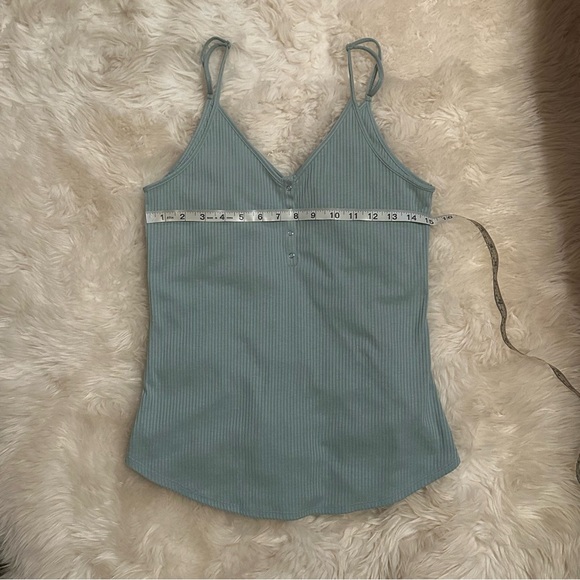 Mint Blue Ribbed Tank Top - Picture 5 of 6